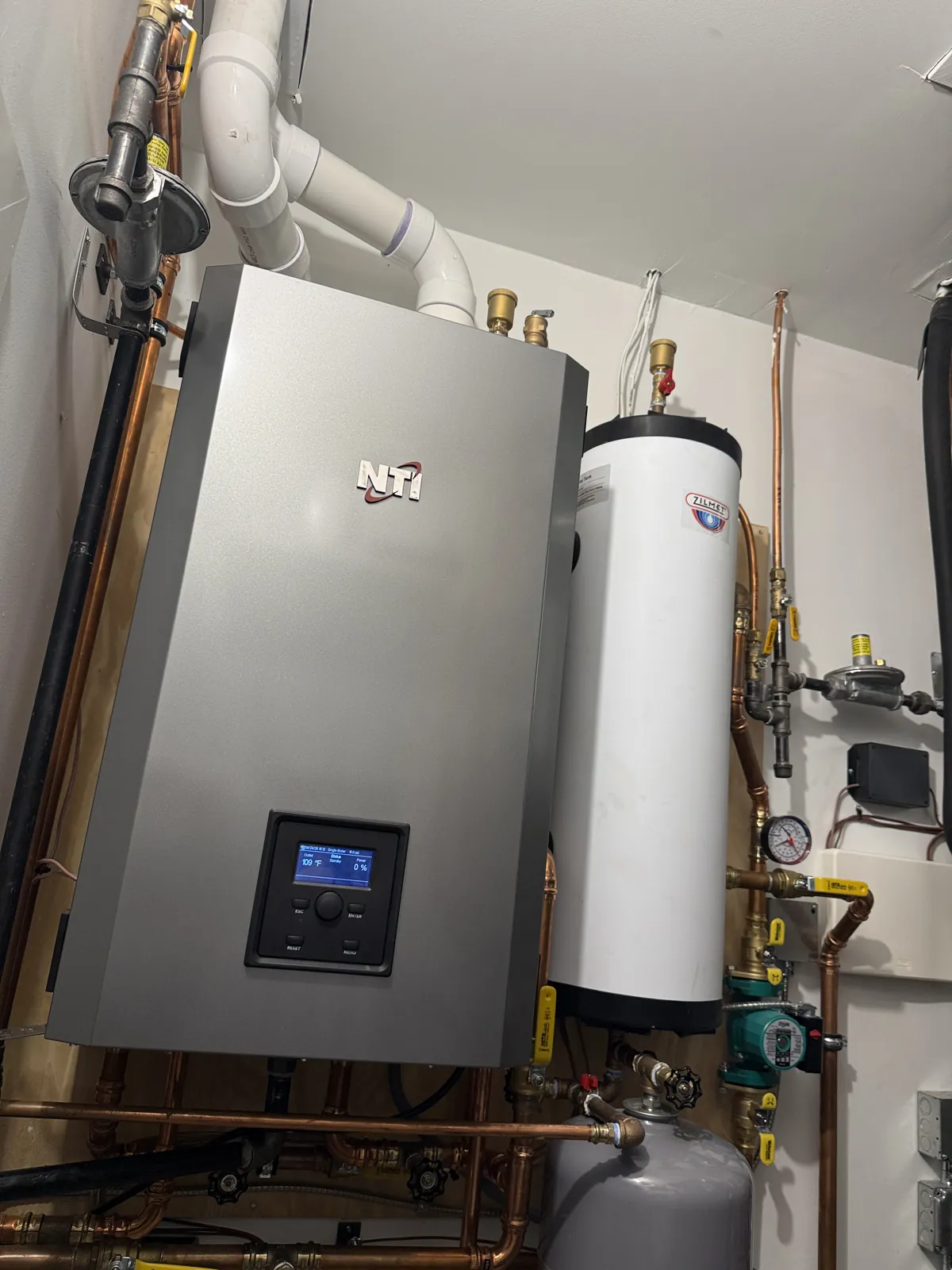 NTI high-efficiency boiler and indirect water heater installed in Waconia, MN
